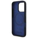 BMW Silicone silikonové pouzdro s modrou linkou Hexagon MagSafe na iPhone 16 Pro - černé