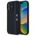 BMW Silikonové pouzdro Hexagon Blue Line MagSafe na iPhone 16 - černé