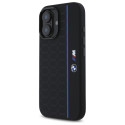 BMW Silikonové pouzdro Hexagon Blue Line MagSafe na iPhone 16 - černé