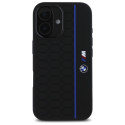 BMW Silikonové pouzdro Hexagon Blue Line MagSafe na iPhone 16 - černé