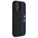 BMW Silikonové pouzdro Hexagon Blue Line MagSafe na iPhone 16 - černé