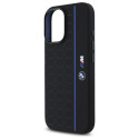 BMW Silikonové pouzdro Hexagon Blue Line MagSafe na iPhone 16 - černé