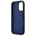 BMW Silikonové pouzdro Hexagon Blue Line MagSafe na iPhone 16 - černé