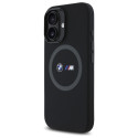 BMW M Silikonové pouzdro Printed Ring MagSafe na iPhone 16 - černé