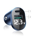JOYROOM C-A17 Duální autonabíječka s LCD displejem USB+USB-C s výkonem 48W, stříbrná