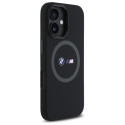 BMW M Silikonové pouzdro Printed Ring MagSafe na iPhone 16 - černé