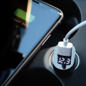 JOYROOM C-A17 Duální autonabíječka s LCD displejem USB+USB-C s výkonem 48W, stříbrná