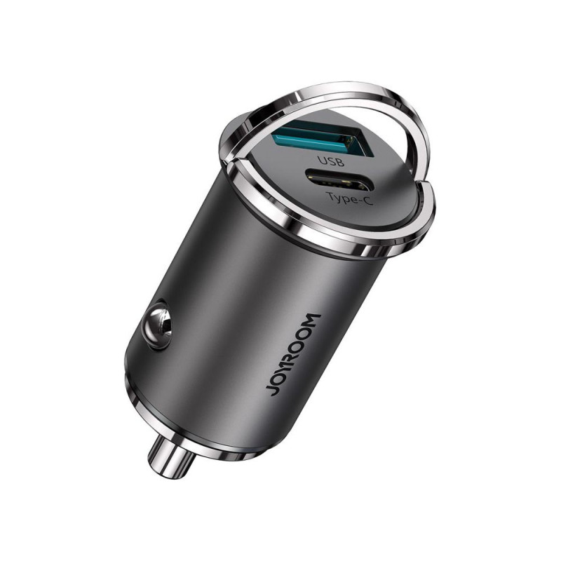 JOYROOM C-A35 Duální Mini autonabíječka USB+USB-C PD QC3.0 s výkonem 45W, tmavě šedá
