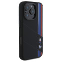 BMW Silikonové pouzdro Cut Tricolor Lines MagSafe na iPhone 16 Pro Max - černé