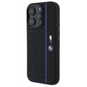 BMW Silikonové pouzdro Hexagon Blue Line MagSafe na iPhone 16 Pro Max - černé