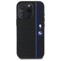 BMW Silikonové pouzdro Hexagon Blue Line MagSafe na iPhone 16 Pro Max - černé