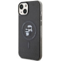 Kryt Karl Lagerfeld Glitter MagSafe pro iPhone 15 - černý
