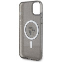 Kryt Karl Lagerfeld Glitter MagSafe pro iPhone 15 - černý