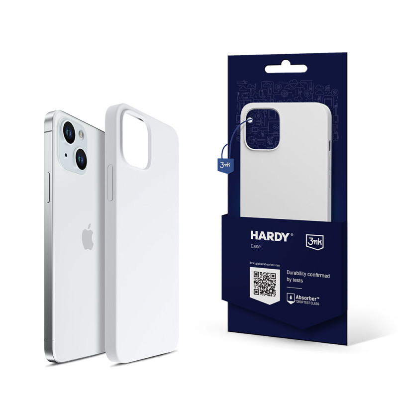 Kryt 3mk HARDY Silicone MagCase pro iPhone 15 - bílá a stříbrná