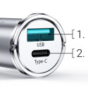 JOYROOM C-A45 Duální Mini autonabíječka USB+USB-C PD QC3.0 s výkonem 20W, stříbrný