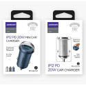 JOYROOM C-A45 Duální Mini autonabíječka USB+USB-C PD QC3.0 s výkonem 20W, stříbrný