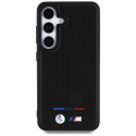 Pouzdro BMW Leather Tricolor Stripe MagSafe na Samsung Galaxy S25 - černé