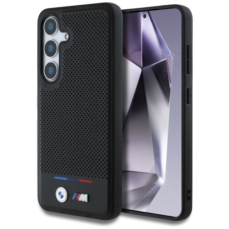 Pouzdro BMW Leather Tricolor Stripe MagSafe na Samsung Galaxy S25+ - černé