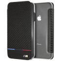 BMW pouzdro Carbon Tricolor Stripe pro iPhone XS Max – černé