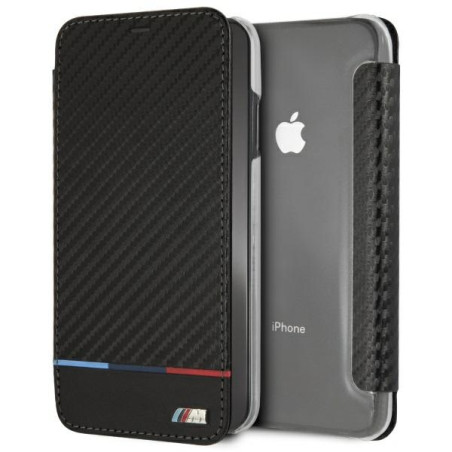 BMW pouzdro Carbon Tricolor Stripe pro iPhone XS Max – černé