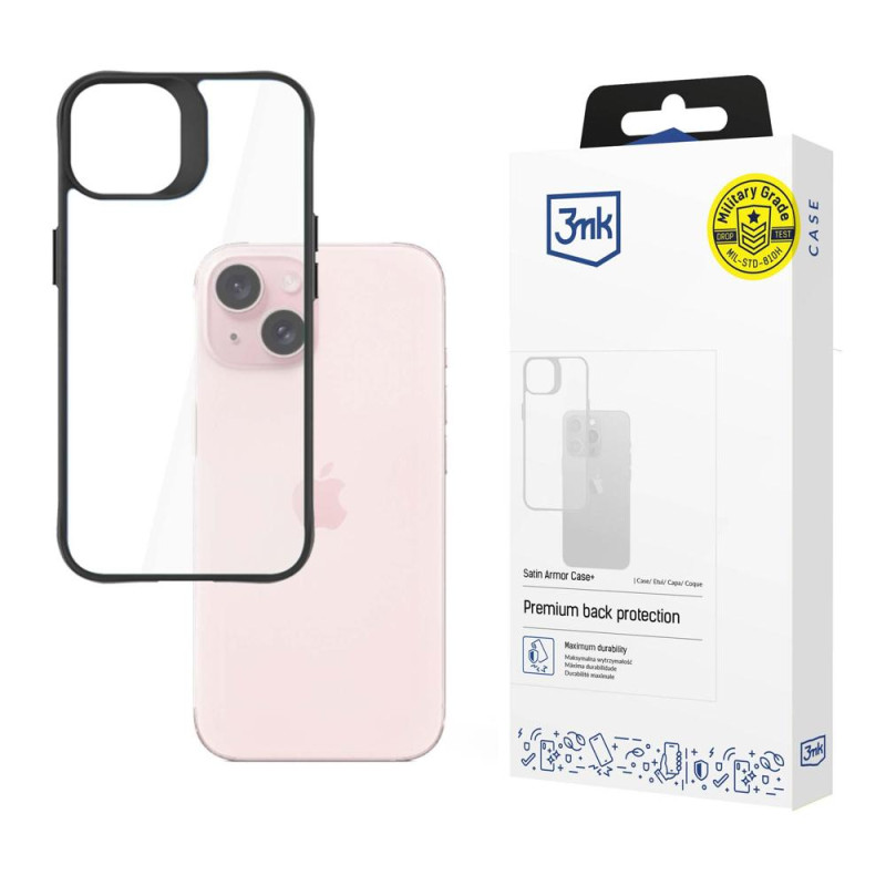 Kryt 3mk Protection SATIN ARMOR CASE+ pro iPhone 15 Plus - satin (průhledná)