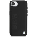 BMW kožené pouzdro Leather Hot Stamp pro iPhone 16e – černé
