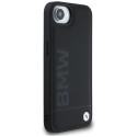 BMW kožené pouzdro Leather Hot Stamp pro iPhone 16e – černé