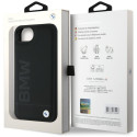 BMW kožené pouzdro Leather Hot Stamp pro iPhone 16e – černé