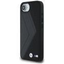 BMW kožené pouzdro Oversized Stripes MagSafe pro iPhone 16e – černé
