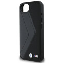 BMW kožené pouzdro Oversized Stripes MagSafe pro iPhone 16e – černé