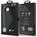 BMW kožené pouzdro Oversized Stripes MagSafe pro iPhone 16e – černé