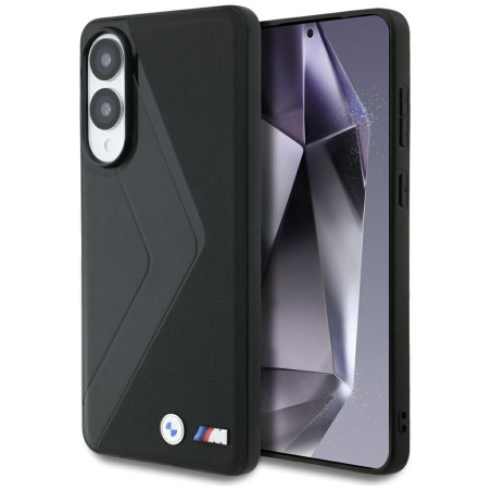 Pouzdro BMW Leather Oversized Stripes MagSafe na Samsung Galaxy S25 Edge - černé