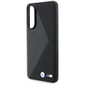Pouzdro BMW Leather Oversized Stripes MagSafe na Samsung Galaxy S25 Edge - černé