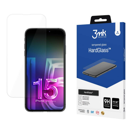 Ochranné sklo 3mk HardGlass™ iPhone 15 Plus 9H