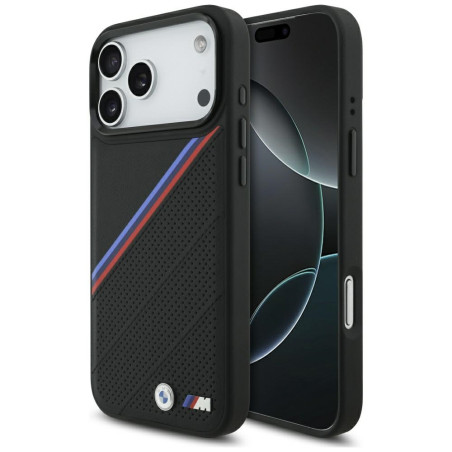 BMW pouzdro M Tricolor Metal Logo MagSafe pro iPhone 17 Pro Max – černé