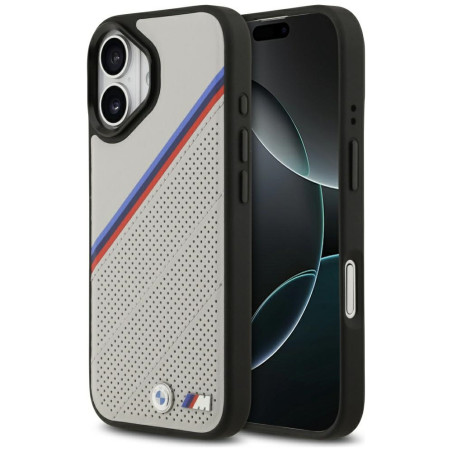BMW M Tricolor Metal Logo MagSafe kryt pro iPhone 17 – šedý