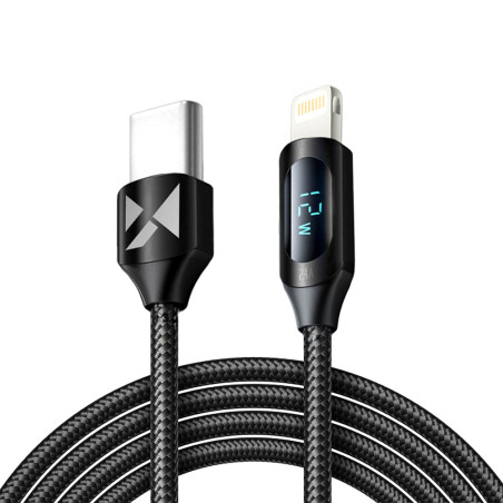 Kabel Wozinsky WUCLC2 Lightning - USB-C 36W 480Mb/s 2 m s displejem - černý