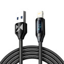 Kabel USB-A - Lightning Wozinsky WUALC2 s LED displejem 2,4A 2 m - černý