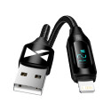 Kabel USB-A - Lightning Wozinsky WUALC2 s LED displejem 2,4A 2 m - černý