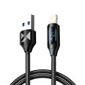 Kabel USB-A - Lightning Wozinsky WUALC1 s LED displejem 2,4A 1 m - černý