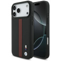 BMW kožené pouzdro M Perforated Stripe Logo MagSafe pro iPhone 17 Pro Max – červené