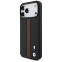 BMW kožené pouzdro M Perforated Stripe Logo MagSafe pro iPhone 17 Pro Max – červené
