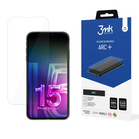 Ochranné sklo 3mk ARC+ pro iPhone 15 – transparentní