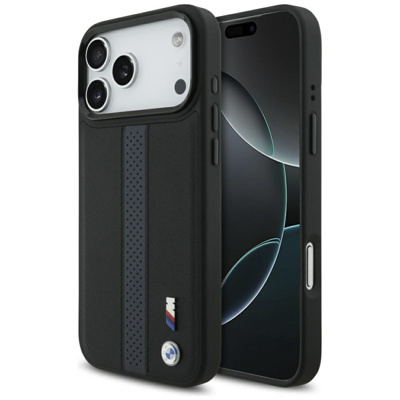 BMW pouzdro M Perforated Stripe Logo MagSafe pro iPhone 17 Pro Max – modré