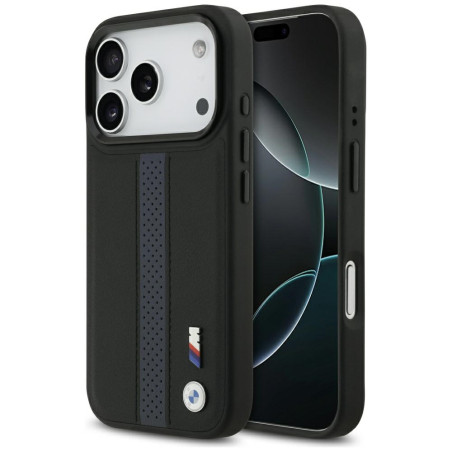 BMW pouzdro M Perforated Stripe Logo MagSafe pro iPhone 17 Pro – modré