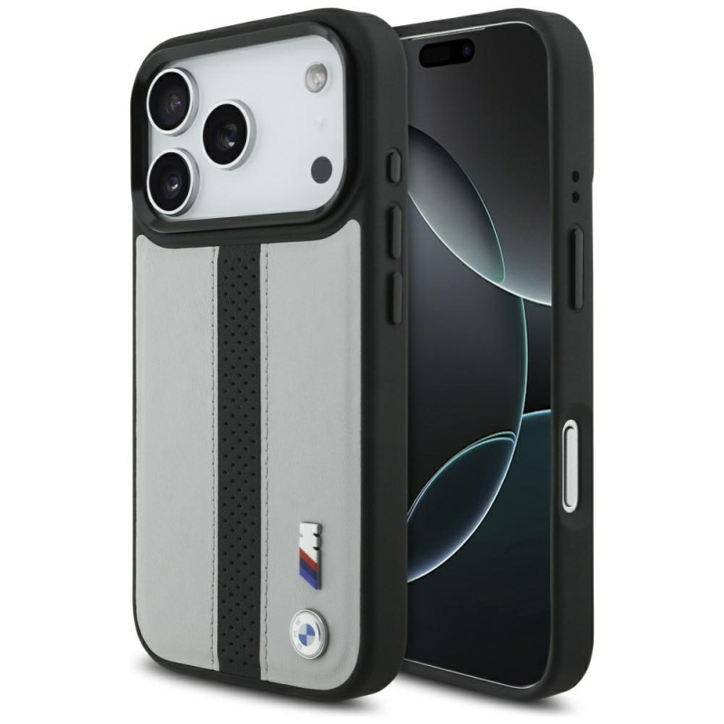 BMW pouzdro M Perforated Stripe Logo MagSafe pro iPhone 17 Pro – šedé