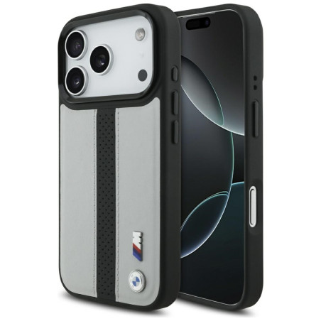 BMW pouzdro M Perforated Stripe Logo MagSafe pro iPhone 17 Pro – šedé