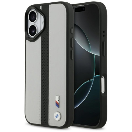 BMW pouzdro M Perforated Stripe Logo MagSafe pro iPhone 17 – šedé