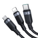 Joyroom Multi-Use Series S-A18 3in1 USB-A - Lightning / USB-C / micro USB cable 0.3m - black