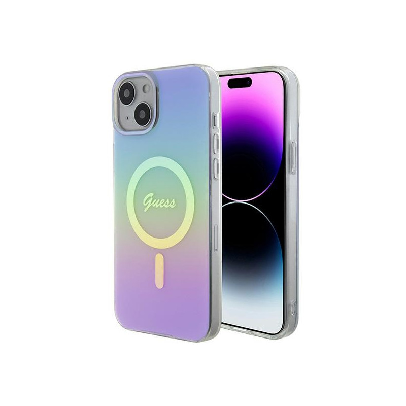 Kryt Guess IML Iridescent MagSafe pro iPhone 15 Plus - fialová